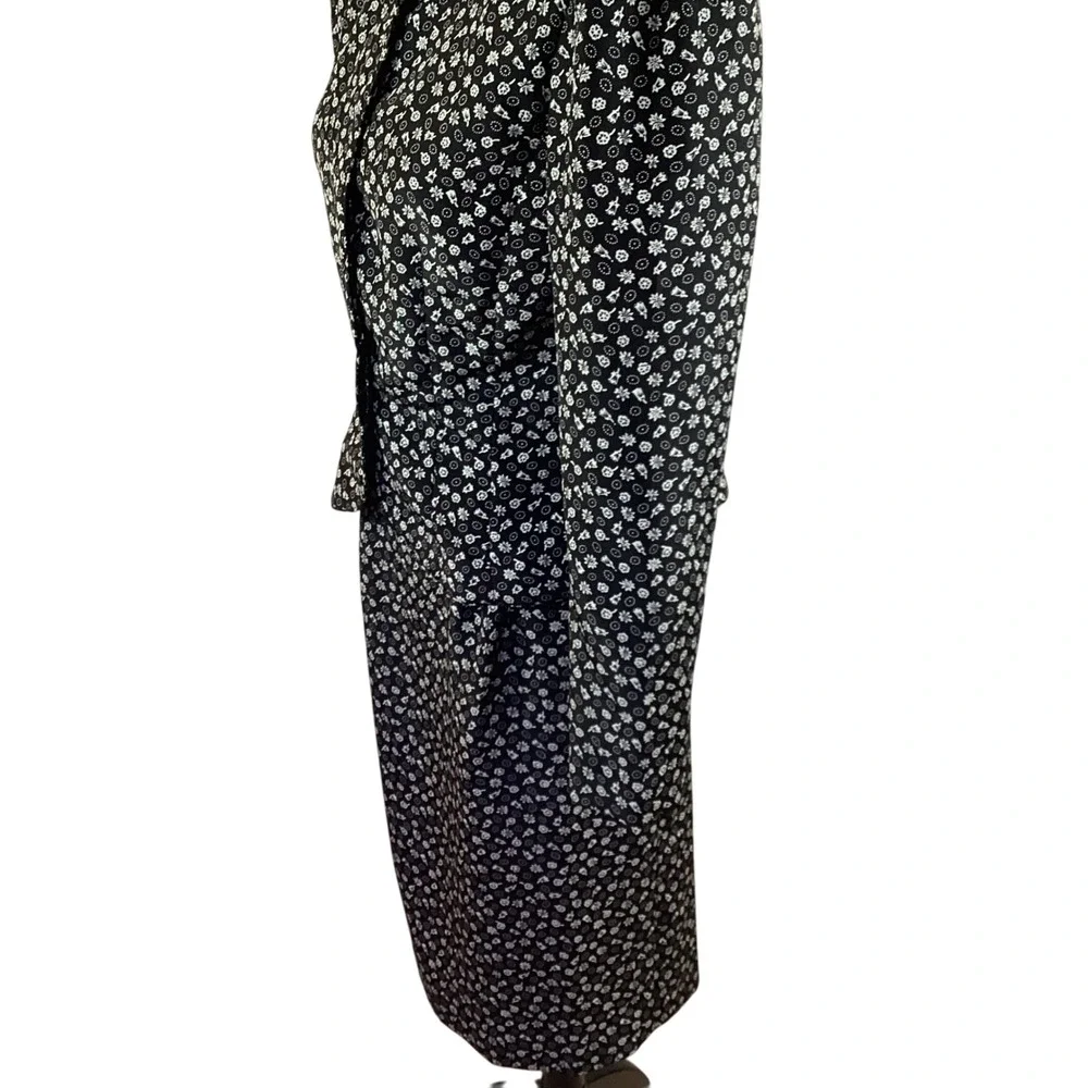 Vintage Andrea Gayle Floral Dress Suit Set Size 10 Black White Pearl Button - Picture 4 of 12